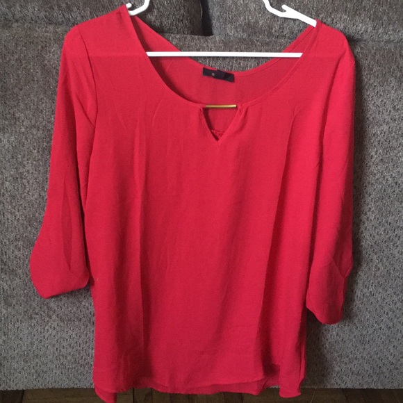 Mine Red Blouse with button sleeves - Picture 1 of 5